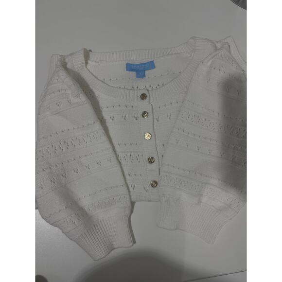 Draper James White Knit Short-Sleeve Sweater Top | Cropped Fit | Size Small - Picture 6 of 6